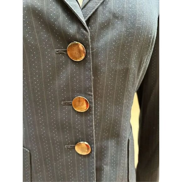 Signature by Larry Levine navy pinstriped mermaid style pencil skirt w-clasp zip - Picture 6 of 7